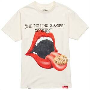 NEW COOKIES men's rolling stones tee in faded white